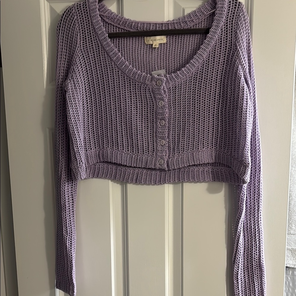 Urban Outfitters Purple Knit Button-Up Blouse